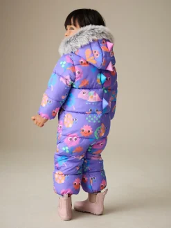 Outlet Next Shower Resistant Faux Fur Trim Snowsuit (3mths-7yrs) Purple Character