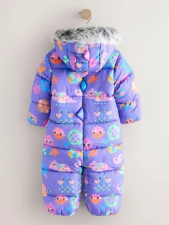 Outlet Next Shower Resistant Faux Fur Trim Snowsuit (3mths-7yrs) Purple Character