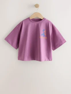 New Next Oversized Graphic Print T-Shirt (3-16yrs) Purple Croissant