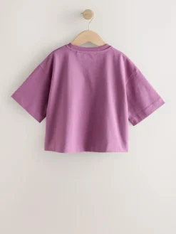 New Next Oversized Graphic Print T-Shirt (3-16yrs) Purple Croissant
