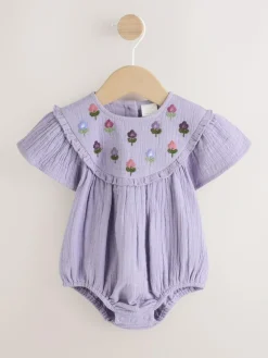 Sale Next Purple Embroidered Baby Bloomer Romper (0mths-2yrs)