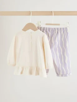 Hot Next Purple Flower Baby T-Shirts And Trousers 2 Piece Set (0mths-2yrs)