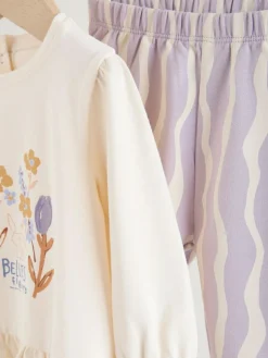 Hot Next Purple Flower Baby T-Shirts And Trousers 2 Piece Set (0mths-2yrs)