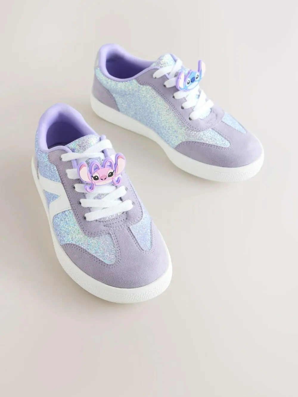 Best Next Purple Glitter Lilo & Stitch Lace-Up Lifestyle Trainers