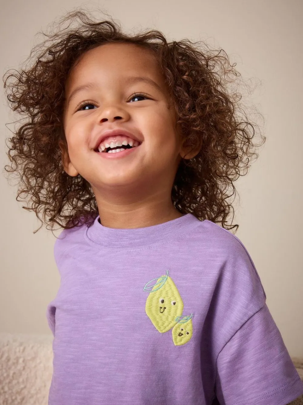 Clearance Next Short Sleeve Embroidered T-Shirt (3mths-7yrs) Purple Lemon