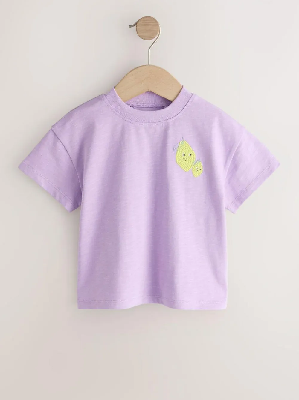 Clearance Next Short Sleeve Embroidered T-Shirt (3mths-7yrs) Purple Lemon
