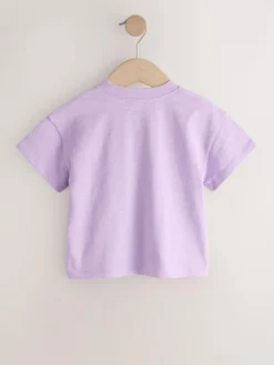 Clearance Next Short Sleeve Embroidered T-Shirt (3mths-7yrs) Purple Lemon