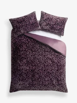 Best Next Faux Fur Duvet Cover and Pillowcase Set Purple Leopard Print