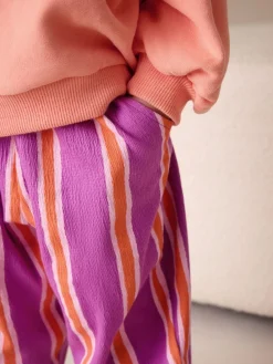 Next Purple Orange Stripe Barrel Leg Trousers (3mths-7yrs)^ Baby Girls|Pants & Leggings