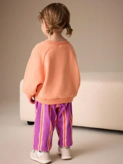 Next Purple Orange Stripe Barrel Leg Trousers (3mths-7yrs)^ Baby Girls|Pants & Leggings