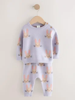 Best Next Baby Knitted Jumper and Leggings Set 2 Piece (0mths-2yrs) Purple Rabbit