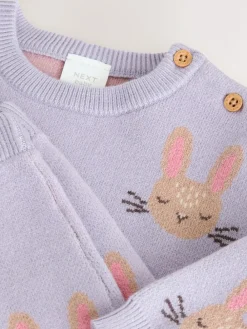 Best Next Baby Knitted Jumper and Leggings Set 2 Piece (0mths-2yrs) Purple Rabbit
