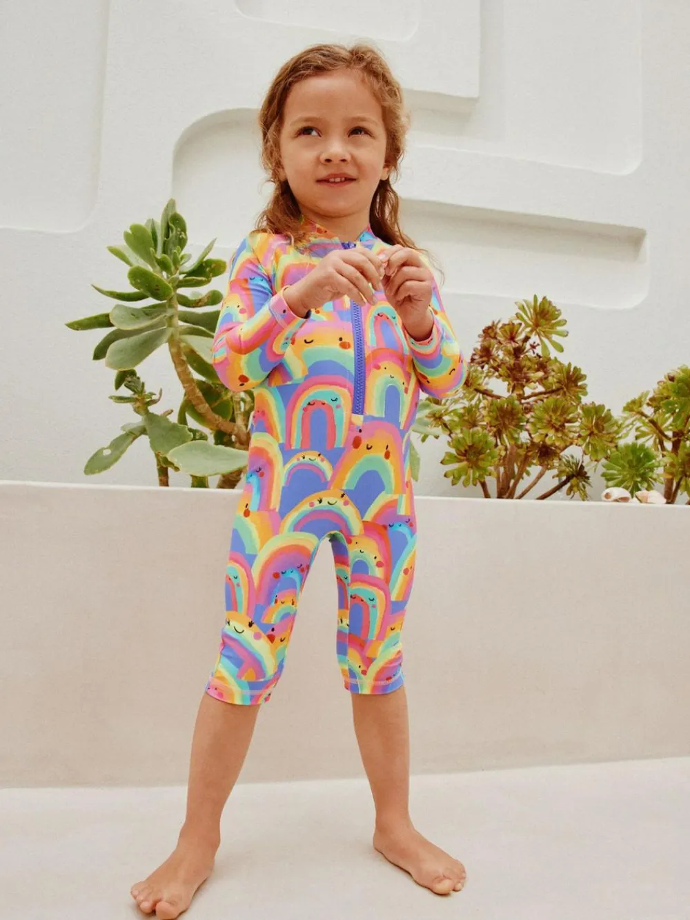 Next Long Leg Sunsafe Swimsuit (3mths-7yrs) Purple Rainbow
