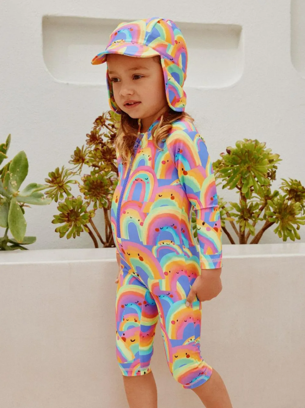 Next Long Leg Sunsafe Swimsuit (3mths-7yrs) Purple Rainbow