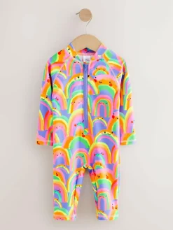 Next Long Leg Sunsafe Swimsuit (3mths-7yrs) Purple Rainbow