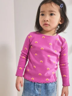 Online Next Purple Rainbow Rib Long Sleeve T-Shirt (3mths-7yrs)