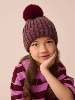 New Next Purple Rib Pom Beanie (3mths-16yrs)