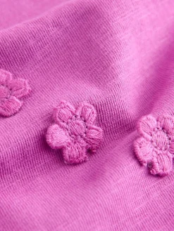 New Next Short Sleeve Heart Embroidered Top (3mths-7yrs) Purple