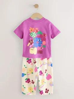Next Purple Short Sleeve T-Shirt and Joggers Barrel Set (3mths-7yrs)^ Baby Girls|Tops