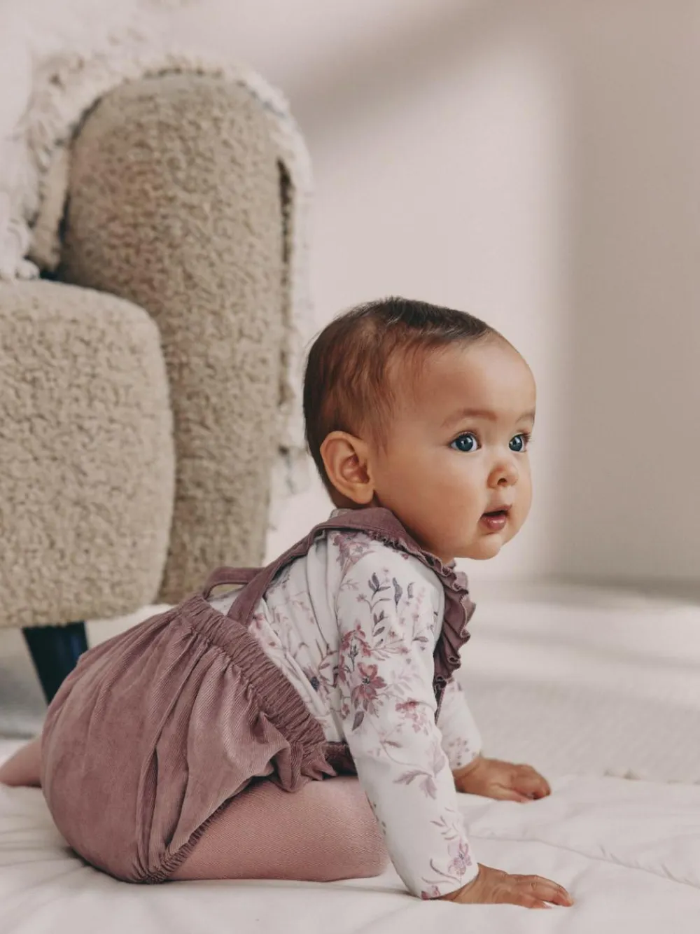 Discount Next Purple/ White Cord Baby Romper and Long Sleeve Bodysuit and Tights 3 Piece Set (0mths-2yrs)