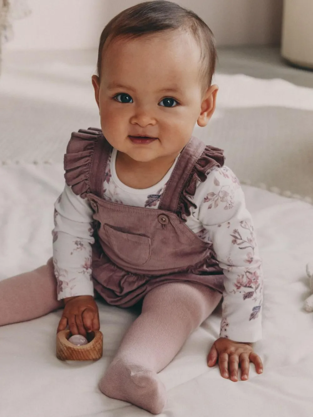 Discount Next Purple/ White Cord Baby Romper and Long Sleeve Bodysuit and Tights 3 Piece Set (0mths-2yrs)