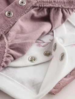 Discount Next Purple/ White Cord Baby Romper and Long Sleeve Bodysuit and Tights 3 Piece Set (0mths-2yrs)