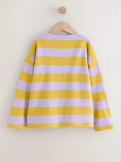 New Next Textured Long Sleeve Top (3-16yrs) Purple/Ochre Stripe