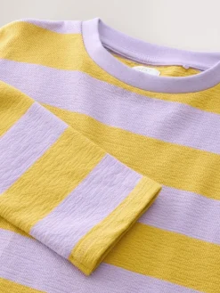 New Next Textured Long Sleeve Top (3-16yrs) Purple/Ochre Stripe