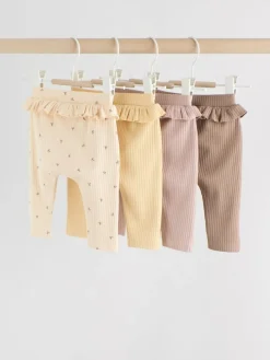 Best Next Purple/Yellow/Cream Ditsy Baby Leggings 4 Pack (0mths-2yrs)