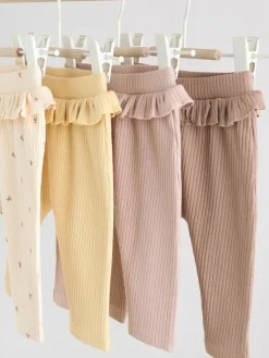 Best Next Purple/Yellow/Cream Ditsy Baby Leggings 4 Pack (0mths-2yrs)