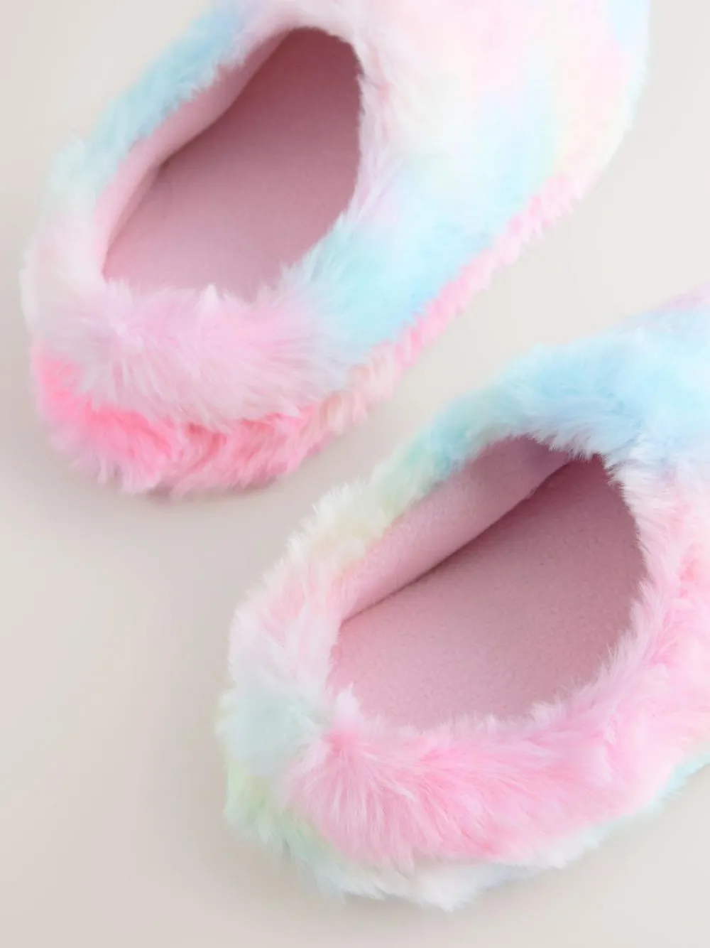 Next Faux Fur Mule Slippers Rainbow