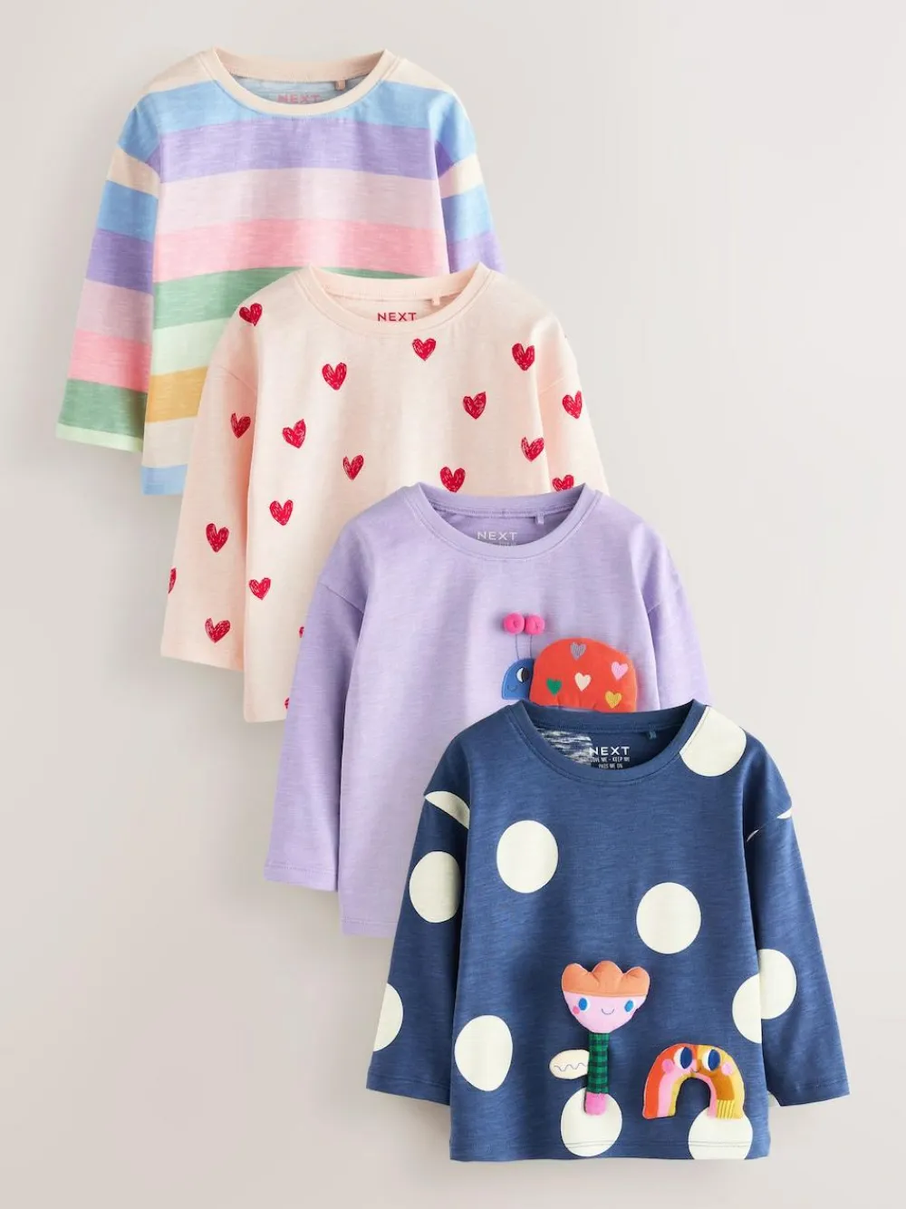 New Next Long Sleeve Tops 4 Pack (3mths-7yrs) Rainbow