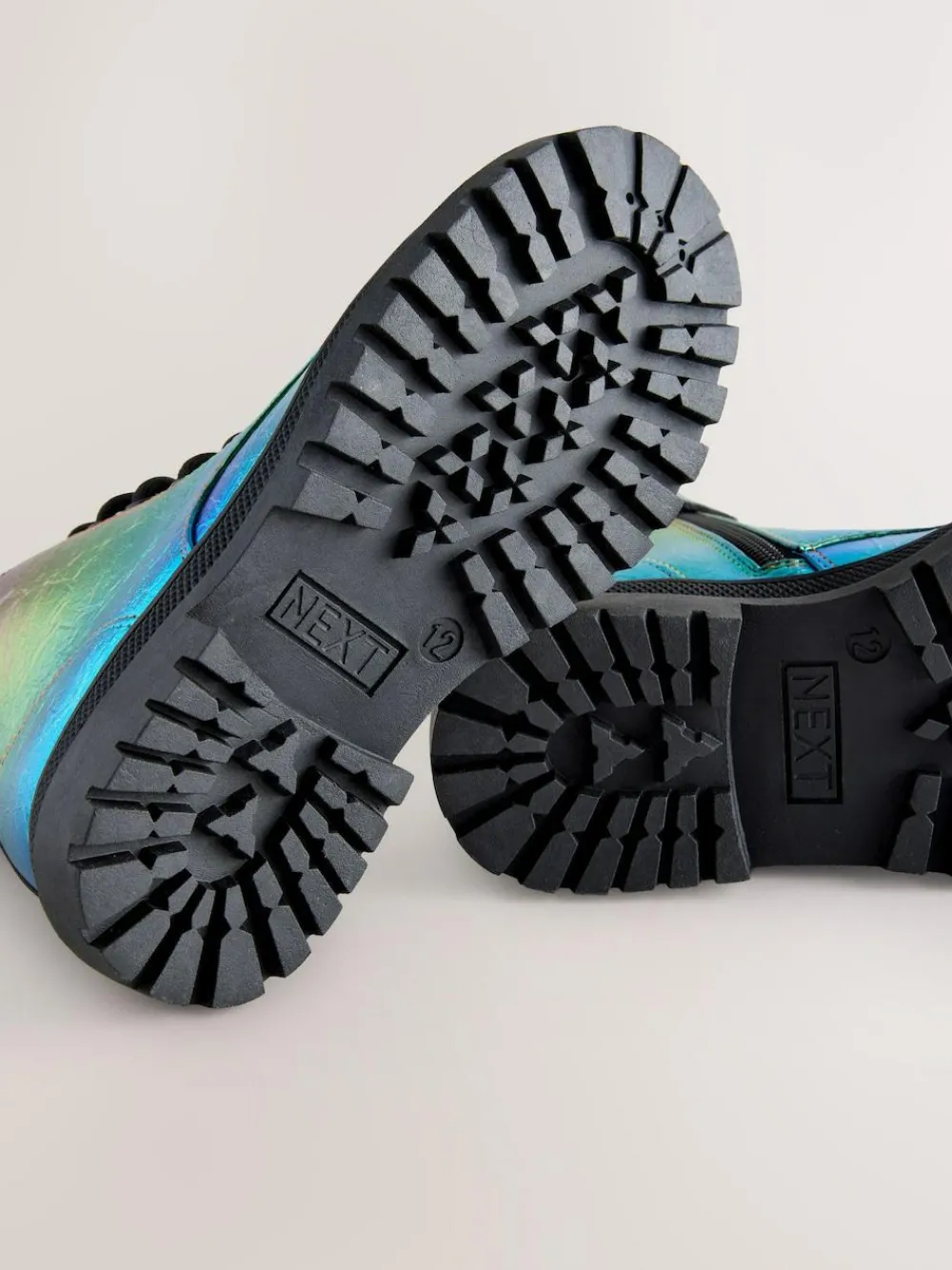 New Next Rainbow Metallic Standard Fit (F) Warm Lined Lace-Up Ankle Boots