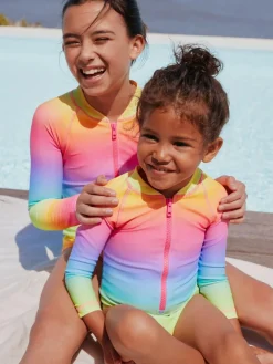 Best Next Rainbow Ombre Long Sleeve Sunsafe Swimsuit (3mths-16yrs)