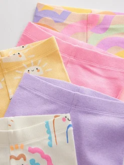 Next Rainbow Ribbed Cycle Shorts 5 Pack (3mths-7yrs)^ Baby Girls|Baby Girls