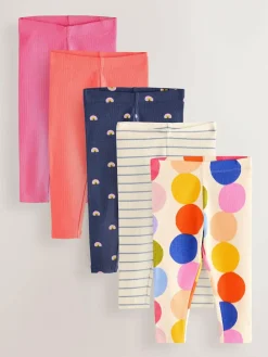 Online Next Ribbed Leggings 5 Pack (3mths-7yrs) Rainbow