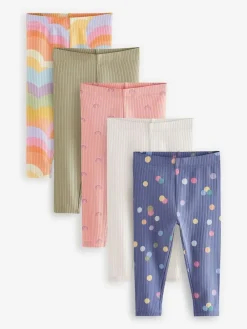 Next Ribbed Leggings 5 Pack (3mths-7yrs)^ Pants & Leggings|Pants & Leggings