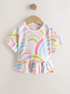 New Next Rainbow Short Sleeve Peplum T-Shirt (3mths-7yrs)