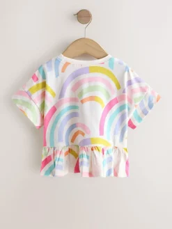New Next Rainbow Short Sleeve Peplum T-Shirt (3mths-7yrs)