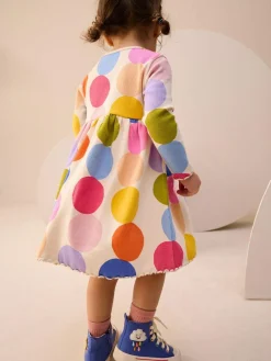 Next Rainbow Spot Long Sleeve Ribbed Dress (3mths-7yrs)^ Newborn Clothing|Baby Girls