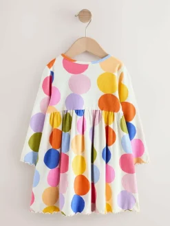 Next Rainbow Spot Long Sleeve Ribbed Dress (3mths-7yrs)^ Newborn Clothing|Baby Girls