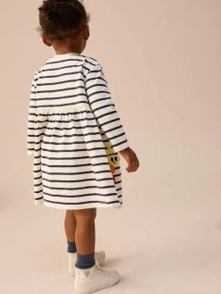 Next Rainbow Stripe Long Sleeve Embellished Dress (3mths-7yrs)^ Dresses|Dresses