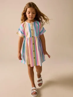 Next Stripe Short Sleeve Button Through Dress (3-16yrs)^ Dresses