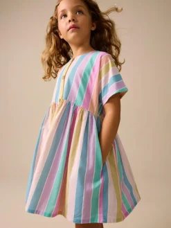 Next Stripe Short Sleeve Button Through Dress (3-16yrs)^ Dresses