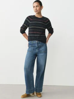 Clearance Next Rainbow Stripe Soft Touch Crew Neck Cotton Rich Jumper