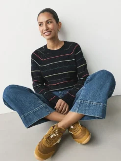 Clearance Next Rainbow Stripe Soft Touch Crew Neck Cotton Rich Jumper