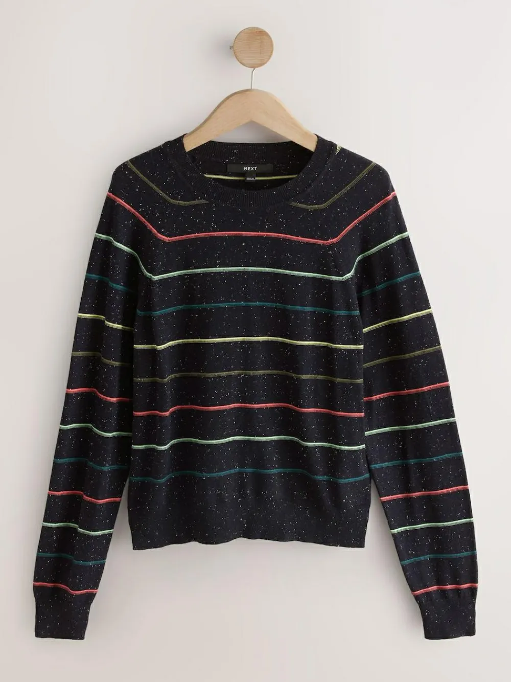 Clearance Next Rainbow Stripe Soft Touch Crew Neck Cotton Rich Jumper