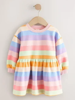 Next Rainbow Striped Sweat Dress (3mths-7yrs)^ Knitwear & Sweaters|Knitwear