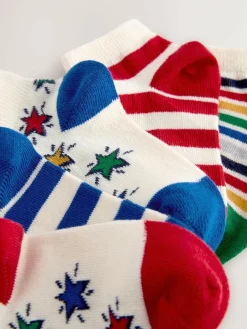 New Next Rainbow Stripe/Star Cotton Rich Trainer Socks 7 Pack