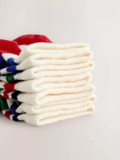 New Next Rainbow Stripe/Star Cotton Rich Trainer Socks 7 Pack